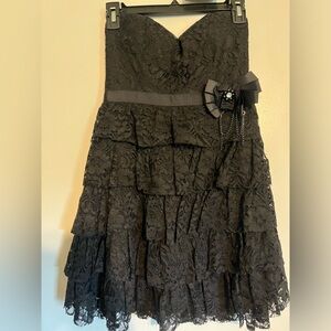Black lace strapless dress
